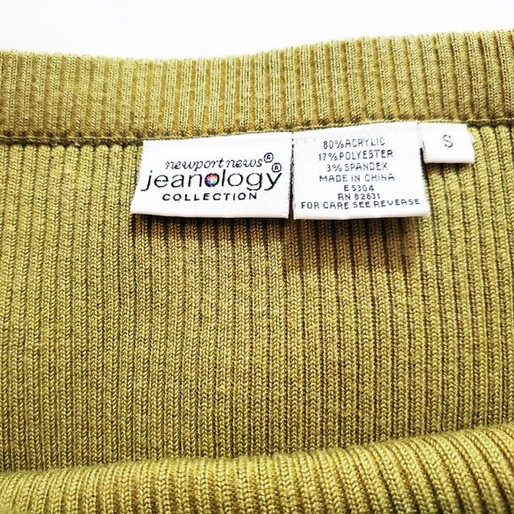 NEWPORT NEWS Jeanology Vtg 90s Pea Green Ribbed Midi Skirt GUC - Picture 3 of 4